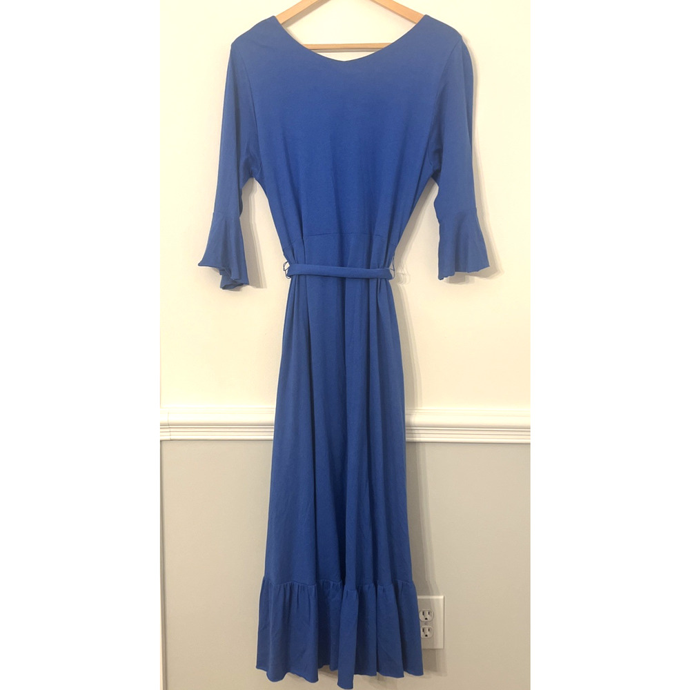 Soft Surroundings Springtime Ruffleneck Dress Medium Blue - Picture 7 of 11